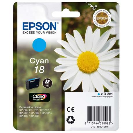 CARTUCHO ORIGINAL (C13T18024010 Nº18) PARA IMPRESORAS EPSON - 3,3ml - Cyan