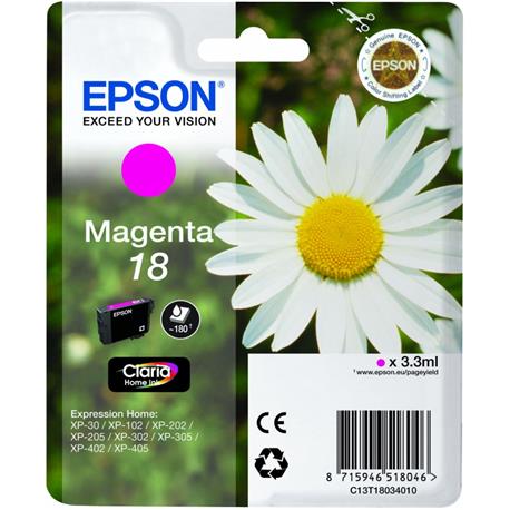 CARTUCHO ORIGINAL (C13T18034010 Nº18) PARA IMPRESORAS EPSON - 3,3ml - Magenta