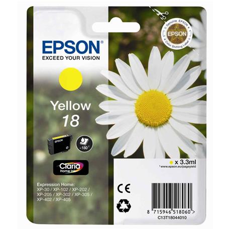 CARTUCHO ORIGINAL (C13T18044010 Nº18) PARA IMPRESORAS EPSON - 3,3ml - Amarillo