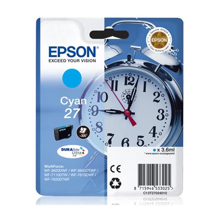 CARTUCHO ORIGINAL (C13T27024010 Nº27) PARA IMPRESORAS EPSON - 3,6ml - Cyan