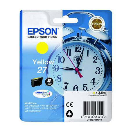 CARTUCHO ORIGINAL (C13T27044010 Nº27) PARA IMPRESORAS EPSON - 3,6ml - Amarillo