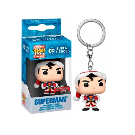 LLAVERO POCKET POP DC SUPERMAN EDICION ESPECIAL NAVIDAD